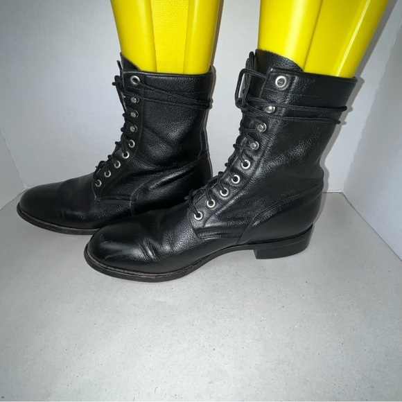 Dan Post Black Leather Lace up Boots - Picture 3 of 6